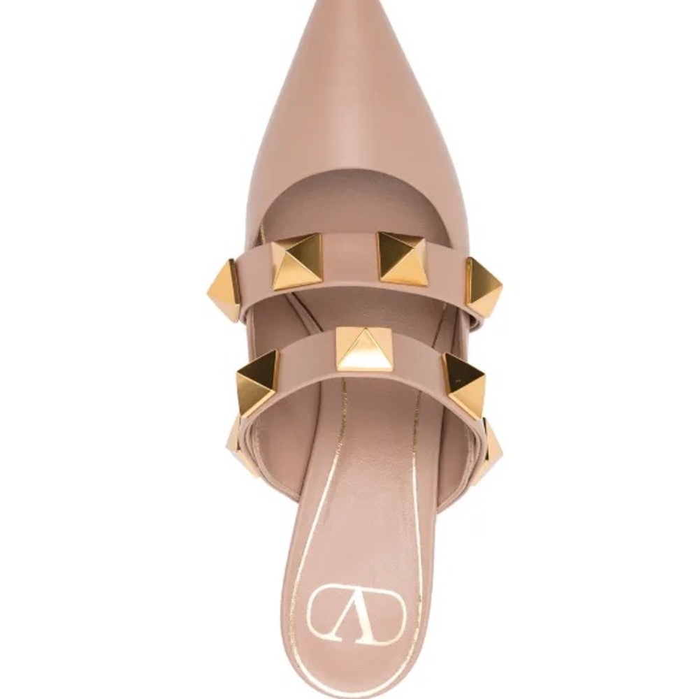 Valentino Nude Heels with Gold Studs